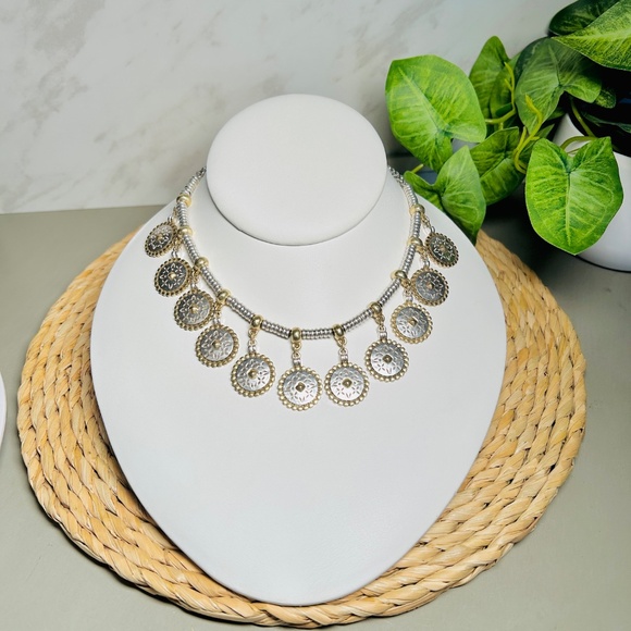 Lucky Brand Two-Toned Cutout Medallion Collar Necklace - Picture 5 of 10